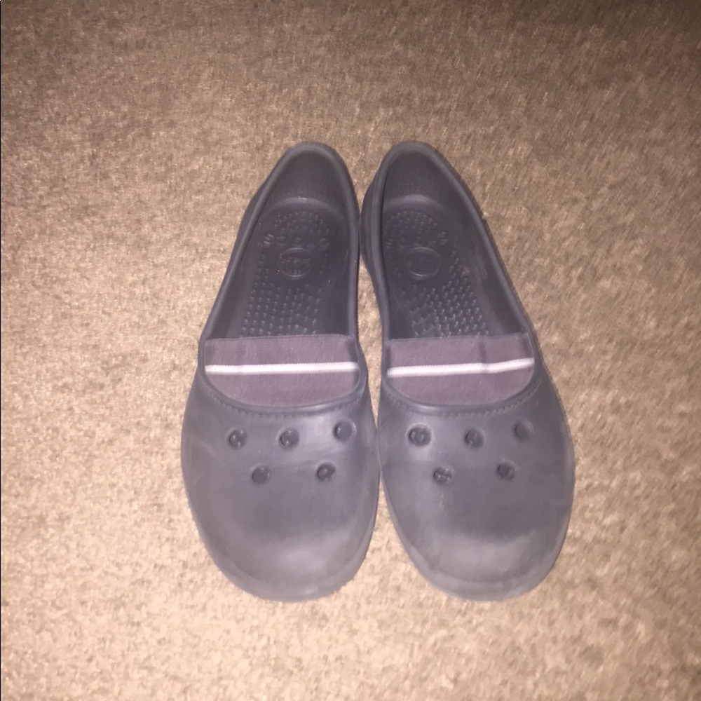 Black Croc Flats
